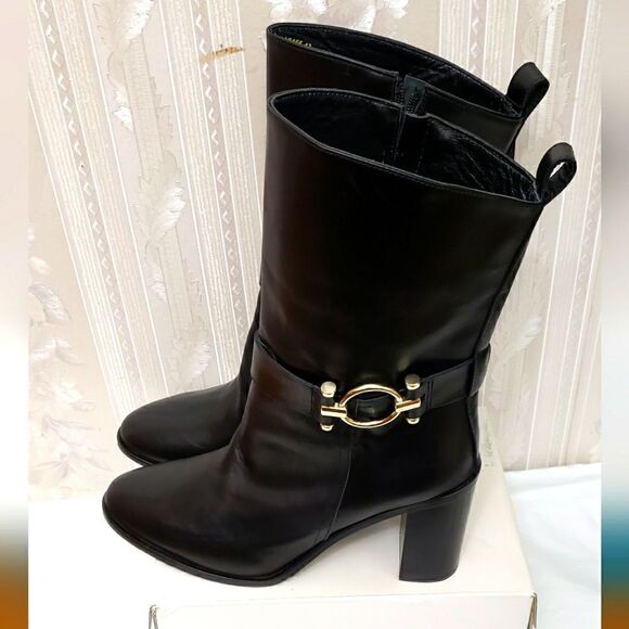 Napoleoni Genuine Leather Ankle Heels Buckle Boots Size 42 or US 11 - Picture 2 of 8